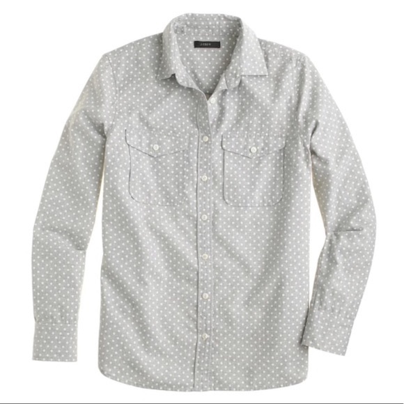 J. Crew Tops - J.CREW| Cotton Polka Dot Button Down Shirt